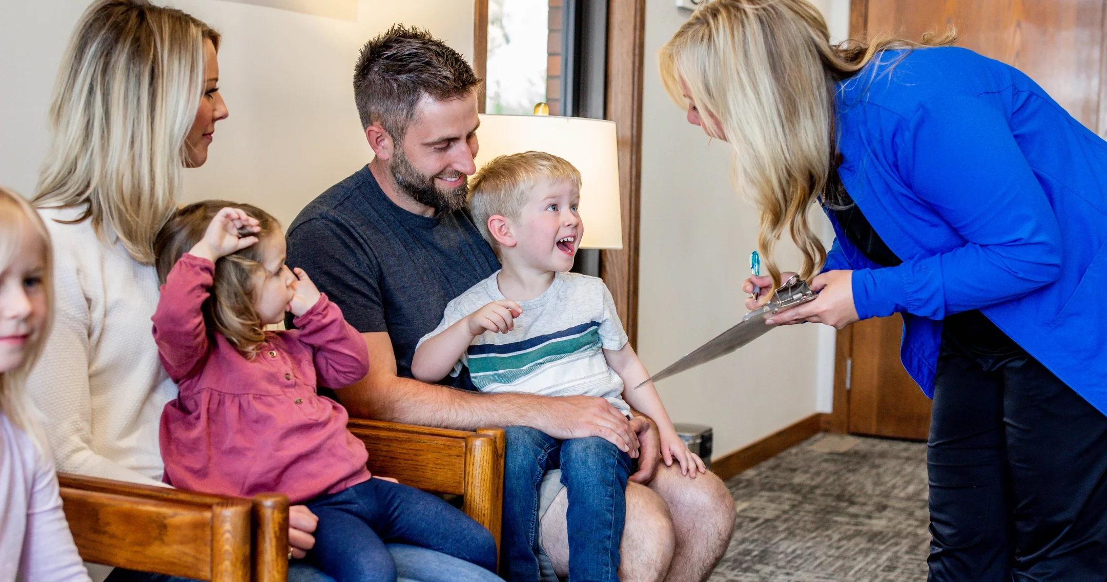 Family in the waiting room at Middleton Family Dentistry Fort Wayne